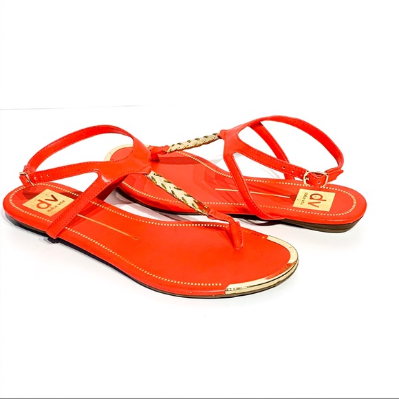 DOLCE VITA Orange and Gold Ankle Strap Sandal 7.5 - Picture 7 of 8